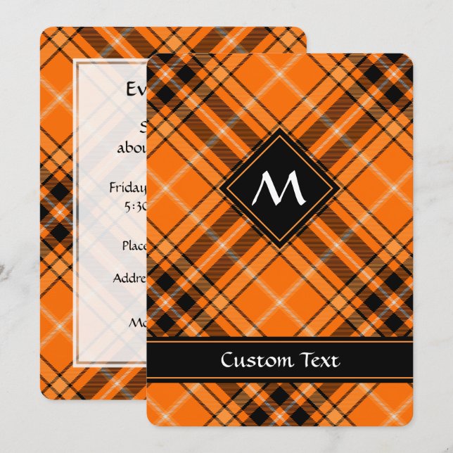 Convites Halloween Orange Tartan (Frente/Verso)