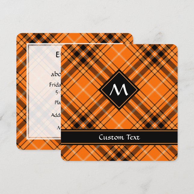 Convites Halloween Orange Tartan (Frente/Verso)
