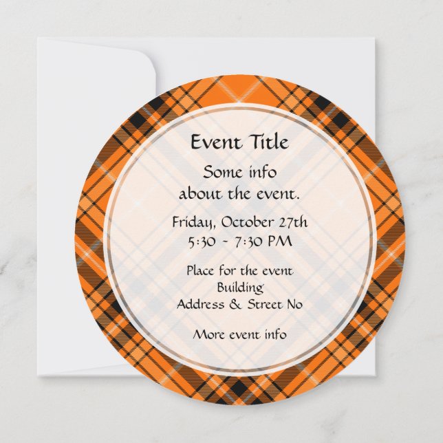 Convites Halloween Orange Tartan (Verso)