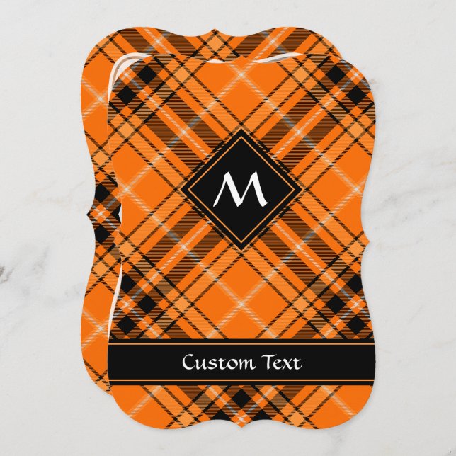Convites Halloween Orange Tartan (Frente/Verso)