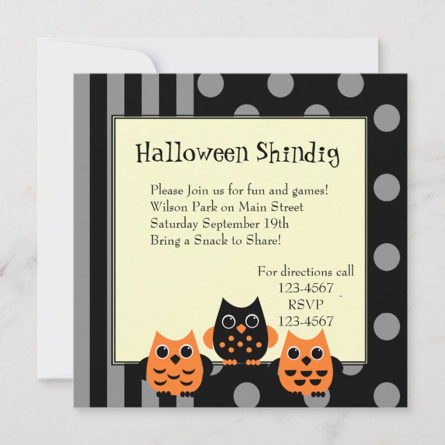 Convites Halloween Owls (Frente)
