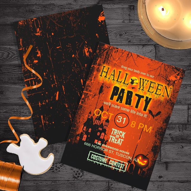 Convites Halloween Party ID578 (Front/Back In Situ)