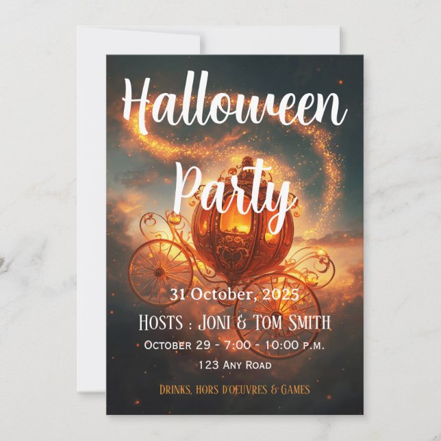 Convites Halloween Party Invite | Elegant Pumpkin Card (Frente)