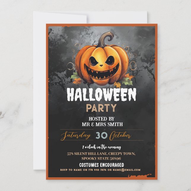 Convites Halloween Party Pumpkin Horror Assustador (Frente)