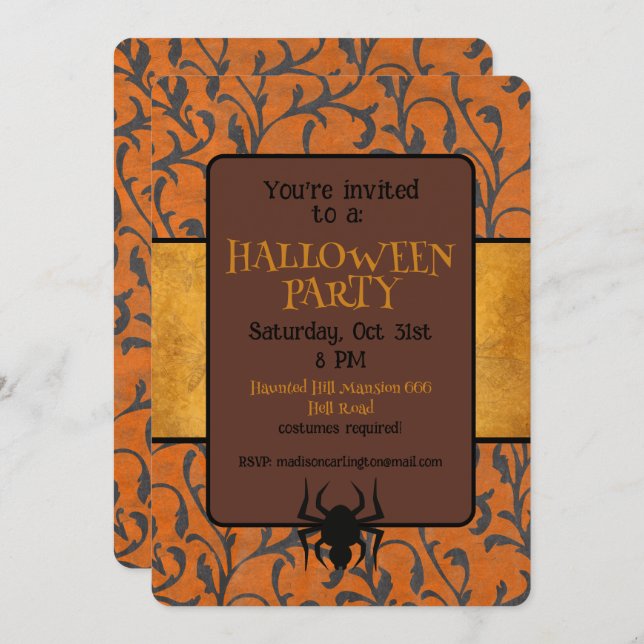 Convites Halloween Party Whimsical Pattern  (Frente/Verso)