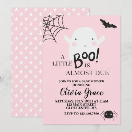 Convites Halloween Pequeno Fantasma Boo Chá de Bebê Rosa