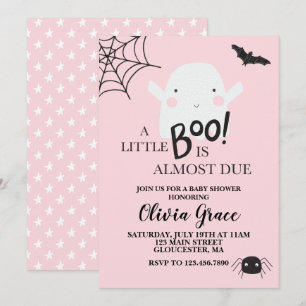 Convites Halloween Pequeno Fantasma Boo Chá de Bebê Rosa
