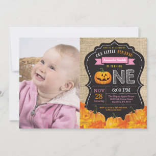 Convites Halloween Pumpkin Girl primeiro aniversario Pink B