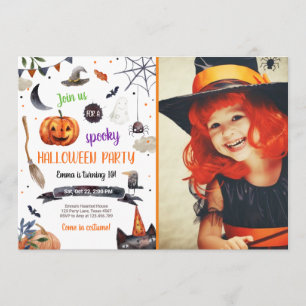 Convites Halloween Pumpkin Witch Cat Spider Spookit Anivers