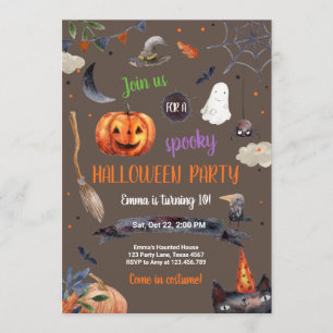 Convites Halloween Pumpkin Witch Cat Spider Spookit Anivers