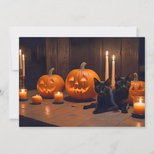 Convites Halloween Pumpkins Gato Bonito Mágico Festivo