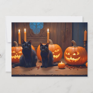 Convites Halloween Pumpkins Gato Bonito Mágico Festivo