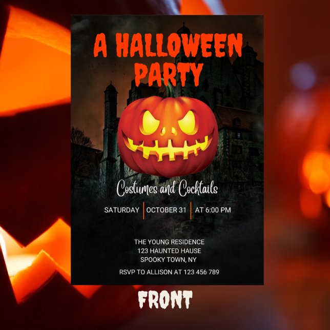 Convites Halloween Pumpkins Spooky Party Dark Casa Assombra (Criador carregado)