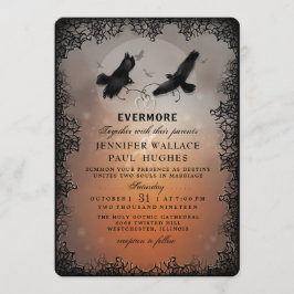 Convites Halloween Ravens e Corações PERSONALIZÁVEIS EDITÁV