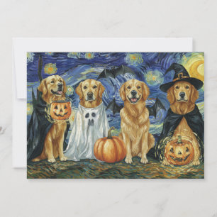 Convites Halloween Retriever Dogs Ghost Boo Roupa de Bruxa
