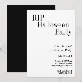 Convites Halloween RIP Party Black and White
