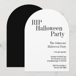 Convites Halloween RIP Party Black and White