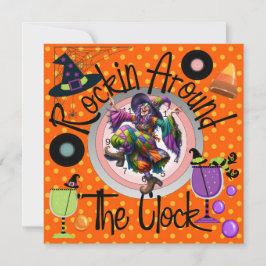 Convites Halloween Rockin' em torno da festa do relógio