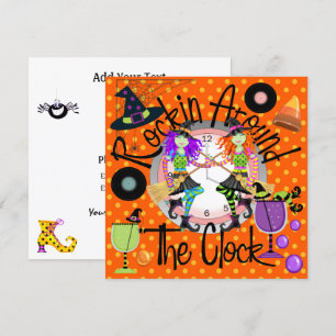 Convites Halloween Rockin' em torno da festa do relógio