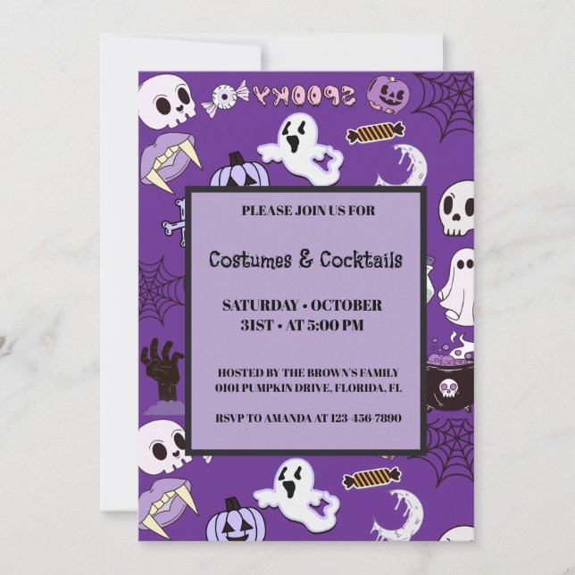 Convites Halloween Roxo (Frente)