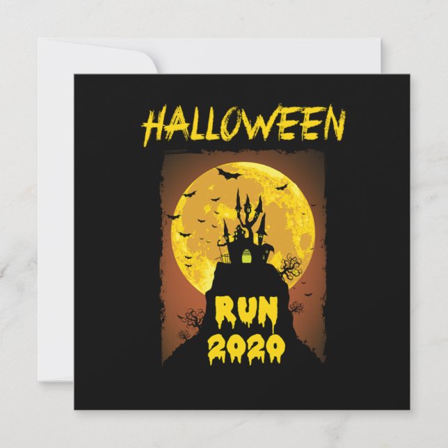 Convites Halloween Run 2020 Spooky Bats Moon Horror Gift (Frente)