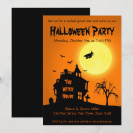 Convites Halloween Silhouette Witch, Partido da Casa Assomb