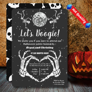 Convites Halloween Skeletons Disco Ball Vamos Boogie Party