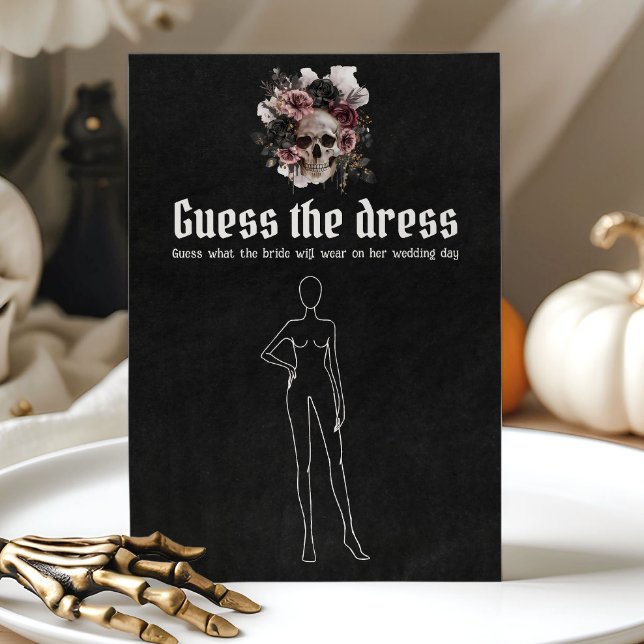 Convites Halloween Skull Adivinha O Jogo Do Chá de panela D (Halloween Skull Guess The Dress Bridal Shower Game )