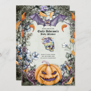 Convites Halloween Skulls Trendy Party Convida Watercolor