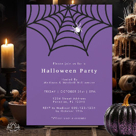 Convites Halloween Spider Web Spooky Modern Purple Party