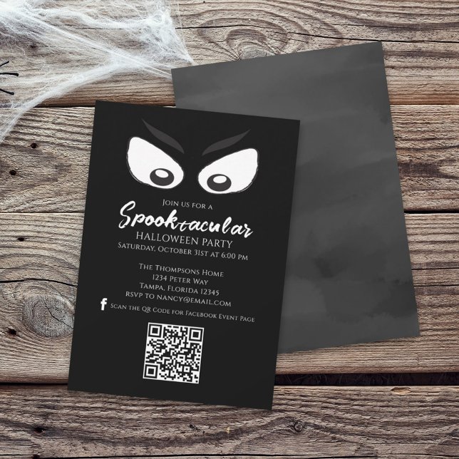 Convites Halloween Spooktacular Ghost QR Code Mídia Social (Criador carregado)