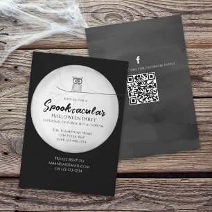 Convites Halloween Spooktacular Owl QR Code Social Media