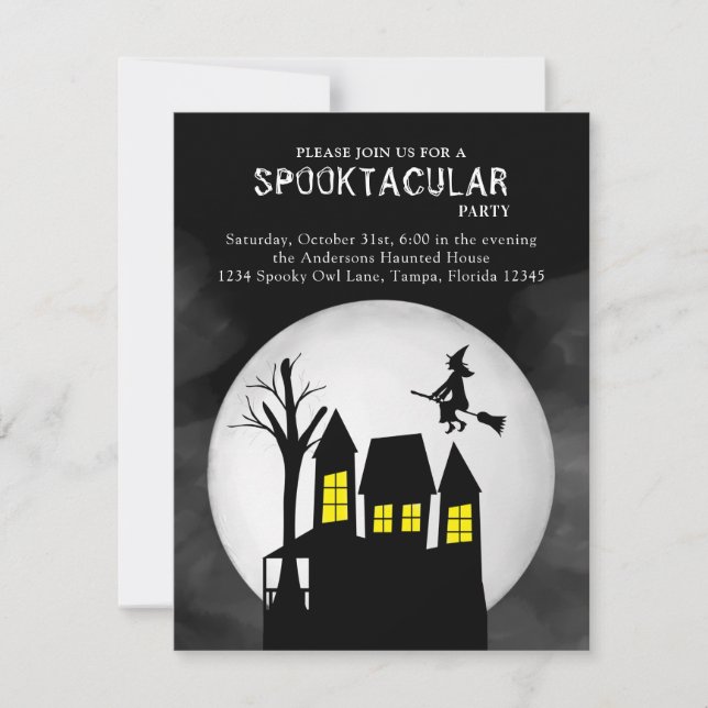 Convites Halloween Spooktacular Witch Assaltou Casa (Frente)