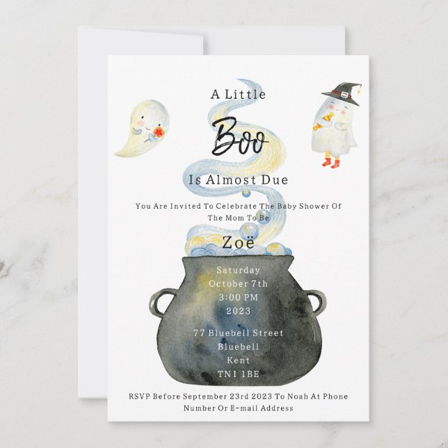 Convites Halloween Spooky Babyshower Invitation (Frente)