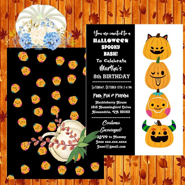 Convites Halloween Spooky Bash Jack O Lanterns Aniversário  (Halloween Spooky Bash Jack O Lanterns Birthday Fun Invitation)