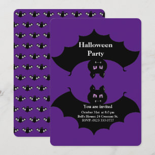 Convites Halloween Spooky Bats em Royal Purple