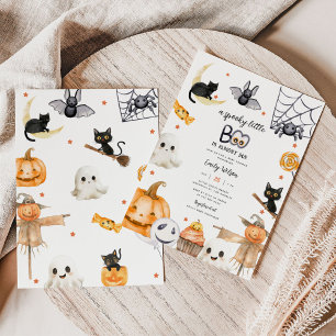 Convites Halloween Spooky Little Boo Chá de fraldas