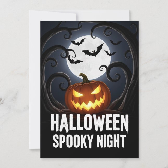 Convites Halloween Spooky Night Invitation (Frente)