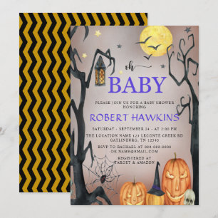 Convites Halloween Spooky Pumpkin Chá de fraldas