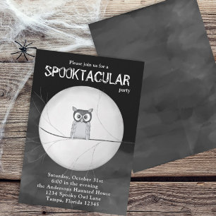 Convites Halloween Spooky Scary Owl Whimsical Spooktacular