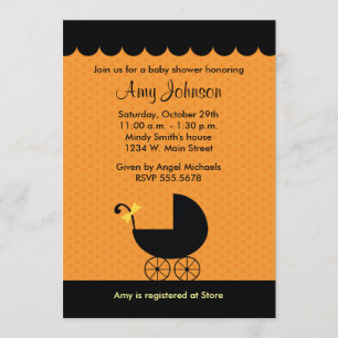 Convites Halloween Stroller Baby Shower Invasores