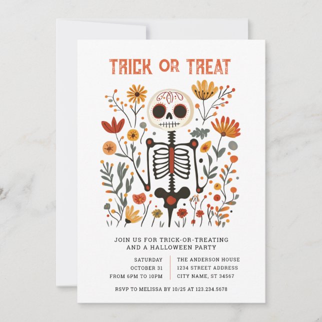 Convites Halloween Trick or Treat Party Invitation (Frente)