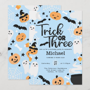 Convites Halloween Trick ou três aniversário de 3 anos