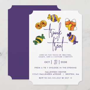 Convites Halloween Trunk or Treat Doce Roxo