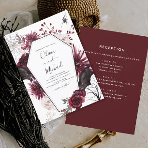 Convites Halloween Tudo em Um Gótico Casamento Burgundy