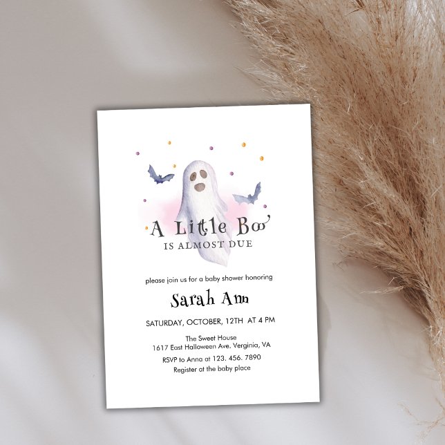 Convites Halloween Um Pequeno Boo É Quase Um Chá de fraldas (Halloween A Little Boo Is Almost Due Baby Shower Invitation)