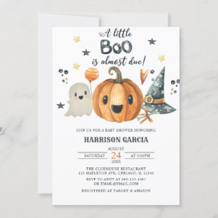 Convites Halloween Um Pequeno Chá de fraldas De Pumpkin Boo