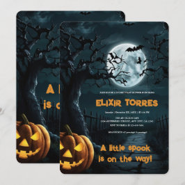 Convites Halloween Um Pequeno Chá de fraldas De Pumpkin Spo