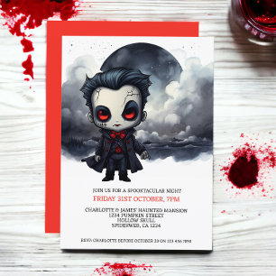 Convites Halloween Vampiro Assustador Sob uma Lua Cheia