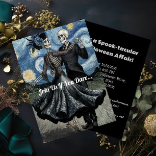 Convites Halloween Van Gogh Noite Estrelada Esqueletos Danç